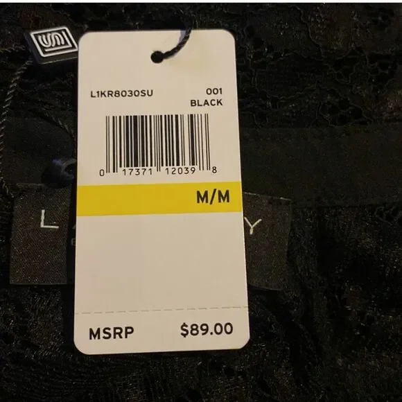 NWT Laundry by Shelli Segal Black Lace Collared Lined Top Women Size M - Picture 5 of 13